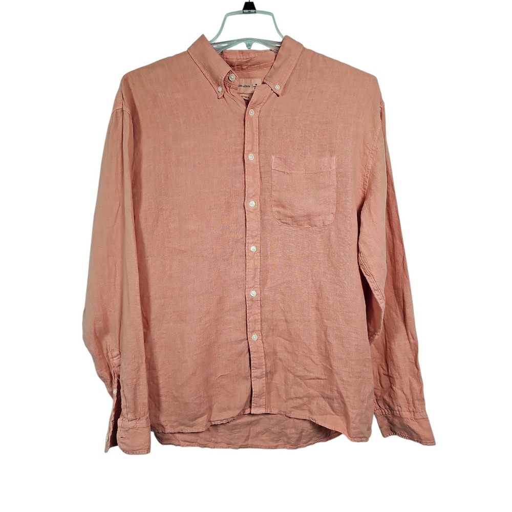Abercrombie & Fitch Linen Button Down Shirt Salmon Pink Mens Size M